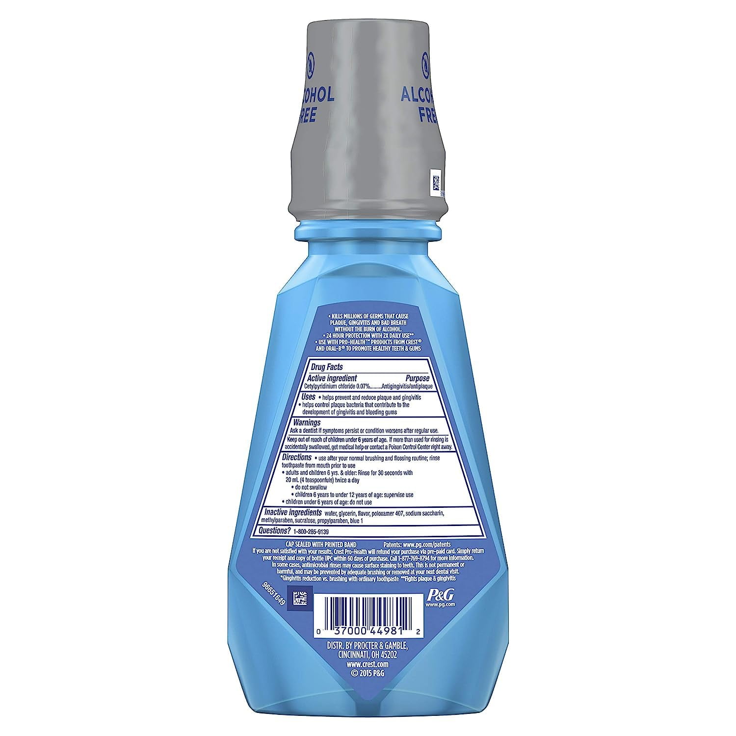 Crest Pro-Health Multi-Protection Mouthwash, Cpc Antigingivitis/Antiplaque Mouthwash, Clean Mint, 500 Ml (16.9 Fl Oz ), Pack Of 4