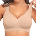 thumbnail image 4 of ZNQHFRE Women V‑Neck Seamless Wireless Bralette, Wide Vest‑Style Straps Full‑Figure Lounge Bra, 4 of 5