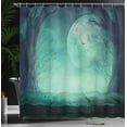 thumbnail image 4 of Ambesonne Teal Shower Curtain, Spooky Forest Halloween, 69"Wx84"L, Teal, 4 of 5