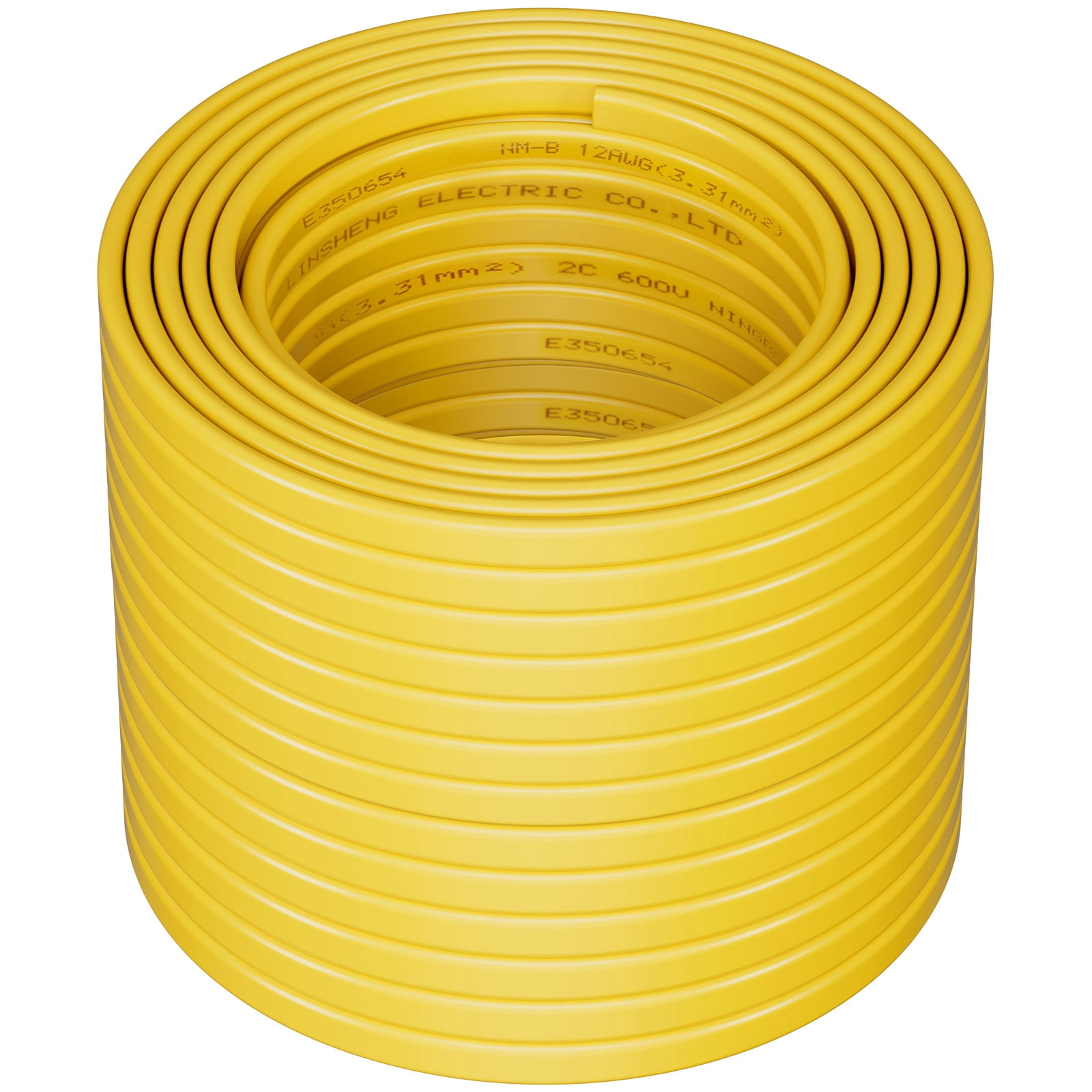 VEVOR NM-B Wire, 12AWG/2C Non-Mettalic Residential Indoor Electrical Wire with Ground, PVC Sheathed High-Purity Copper Core Cable, for Outlets, Switches, Other Loads & Lighting Wiring Project