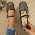 thumbnail image 2 of Wensltd Women's Shoes Hollow Mesh Buckle Mary Jane Flat Shoes Breathable Daily Soft Walking Shoes Brown, 2 of 9