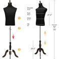 thumbnail image 2 of Bonnlo Male Black Mannequin Dress Form with Adjustable Height Sturdy Tripod, 2 of 7