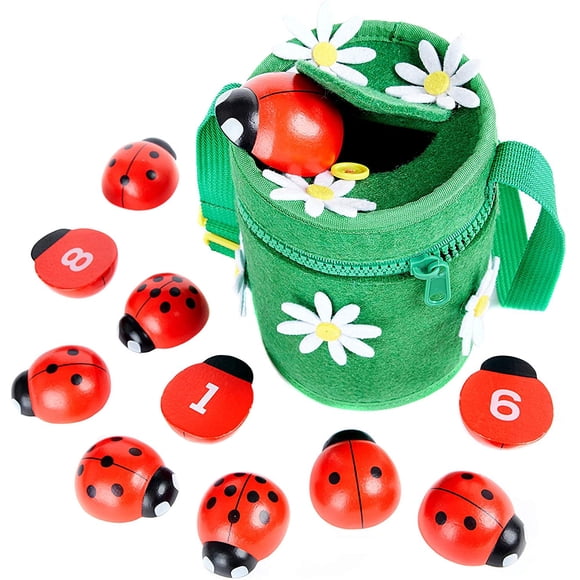 Coccinelles de Comptage - Jouet de Comptage en Bois Montessori pour Filles de 3 à 5 Ans - Jouets d'Apprentissage de Coccinelles pour Tout-Petits - Jouets Préscolaires pour Enfants