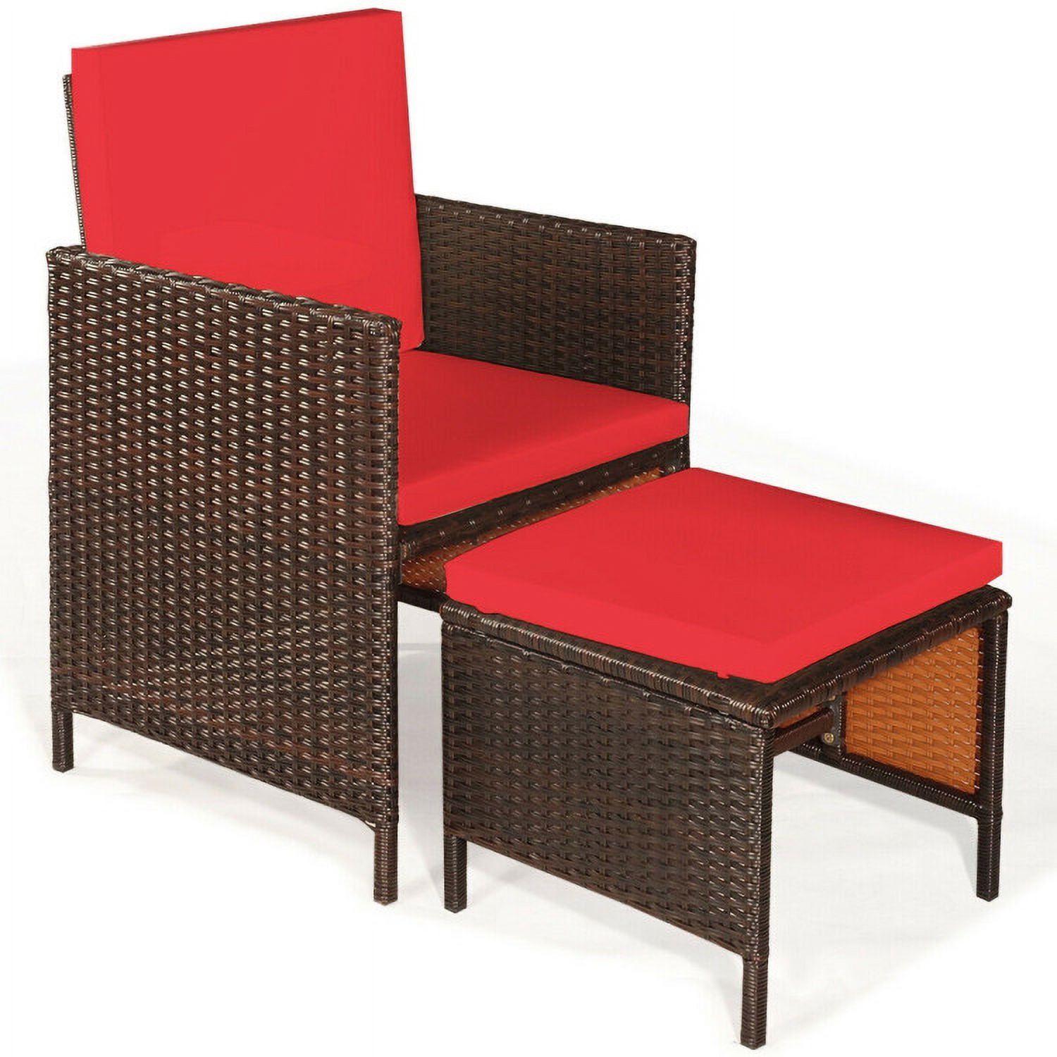 Aimee Lii 9 Pieces Patio Rattan Dining Cushioned Chairs Set, Outdoor Patio Furniture, Red Aimee Lii 9 Pieces Patio Rattan Dining Cushioned Chairs Set, Outdoor Patio Furniture, Red