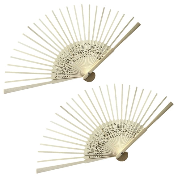 Slccxzc 2pcs Bamboo Hand Fan Skeletons DIY Folding Fan Frame Craft Supplies