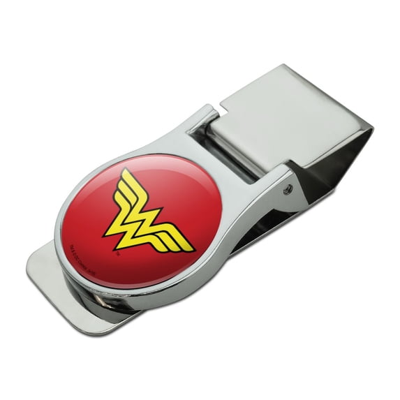 Wonder Woman Classic Logo Satin Chrome Plated Metal Money Clip