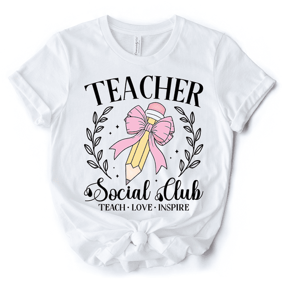 Teacher Social Club T-Shirt, White, Natural, and Black Tee for Stylish Educators