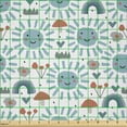 thumbnail image 2 of Ambesonne Cartoon Fabric by the Yard Microfiber, Smiling Sun Shower, 1 Yard, Pale Azure Blue Coral, 2 of 2