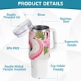 thumbnail image 4 of Flamingo Flowers Floral Leaves 40 oz Tumbler with Handle Insulated&nbsp;Travel Mug&nbsp;Lid Straw Leak Proof Steel Vacuum Water Bottles Glasses Fits in Car Cup Holder, 4 of 7