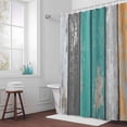 thumbnail image 5 of Green Brown Gray Striped Fabric Shower Curtain Retro Wood Background Washable Shower Curtains for Bathroom, Waterproof Bath Curtain with Hooks Home Decor 72x84in, 5 of 8