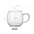 thumbnail image 2 of Taza de café de vidrio transparente con asa, 380 ml (13.5 oz) vidrio de borosilicato, ideal for agua, leche, café o jugo., 2 of 7