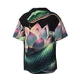 thumbnail image 5 of KLL Snake Holding A Lotus Print Men's Shirt Short Sleeve Button Down Summer Cuba Beach Shirts- 4X-Large, 5 of 5