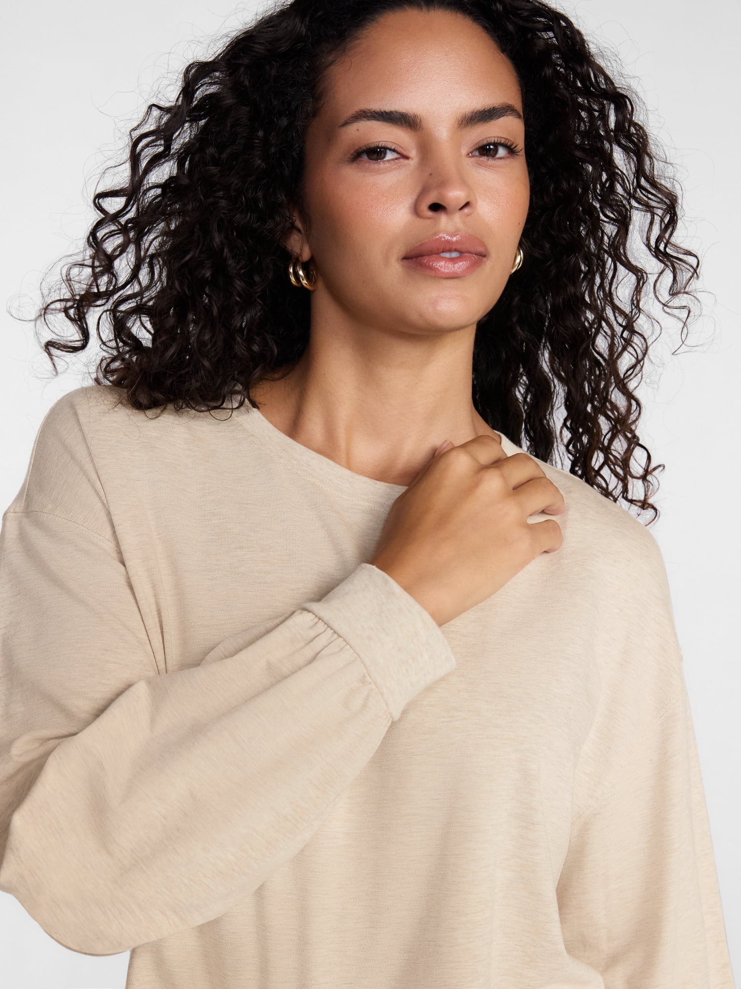 Scenario Women's Oversized Tee with Long Sleeves, Sizes XS-XXXL