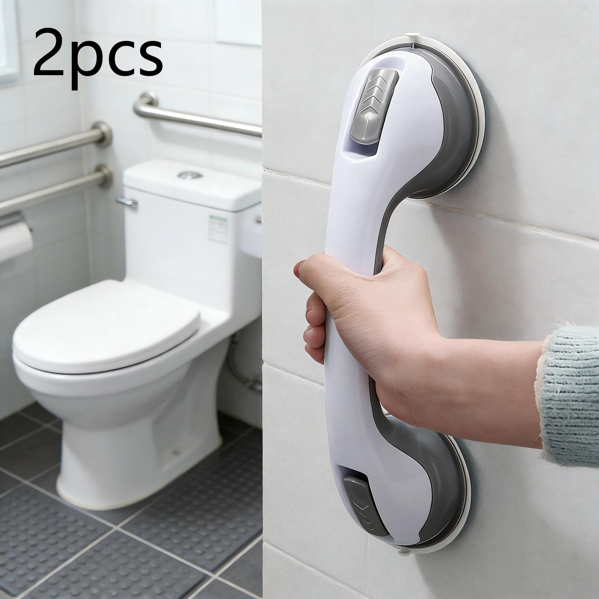 Suction Grab Bars for Shower - 2 Pack 12 inch Handrails with Anti-Slip Grip, Removable Bathroom Safety Bars with No Drilling, Black