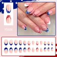 thumbnail image 3 of Silver Glitter Press on Nails French Tip Fake Nails Medium Almond False Nail with Rhinestone Design Nude Glossy Artificial Acrylic Full Cover Diamond Glue on Nail for Women Christmas Manicure 24Pcs, 3 of 7