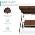 thumbnail image 3 of Best Choice Products 2-Seater Outdoor Adjustable Canopy Swing Glider Patio Bench w/ Textilene, Steel Frame - Brown, 3 of 6