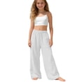 thumbnail image 2 of Gaexia Girls Cotton Linen Pants Back to School Flowy Drawstring Elastic Waist Summer Beach Pants Kids Lightweight Loose Boho Trousers, 2 of 6