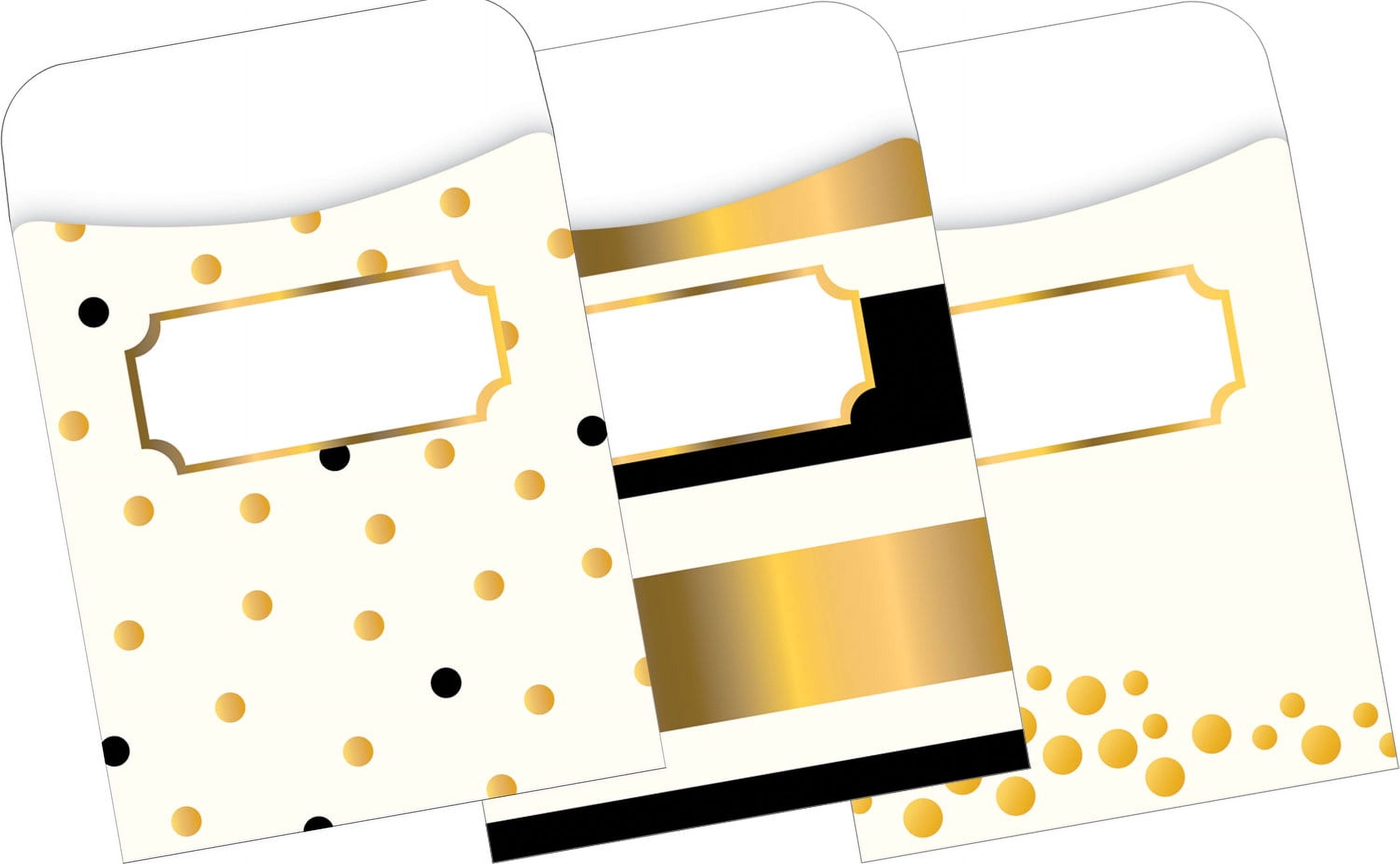 Barker Creek 12 File Folders 30 Peel & Stick Pockets Set - Gold (BC3540)