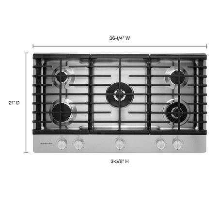 KitchenAid - 36" Built-In Gas Cooktop - Stainless Steel