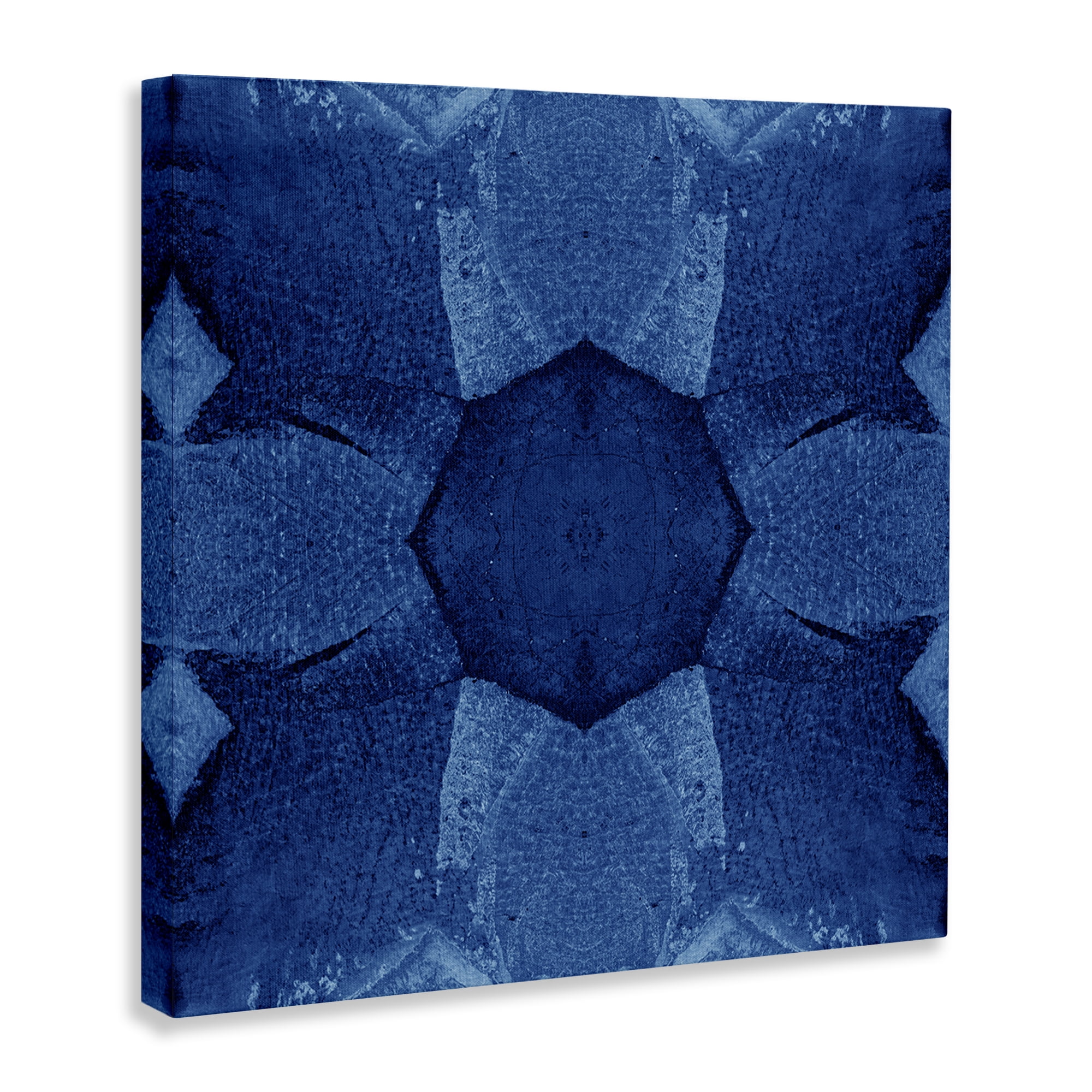 Stupell Industries Blue Centric Pattern Abstract Painting Wrapped Canvas Art Print Wall Art, 30 x 30