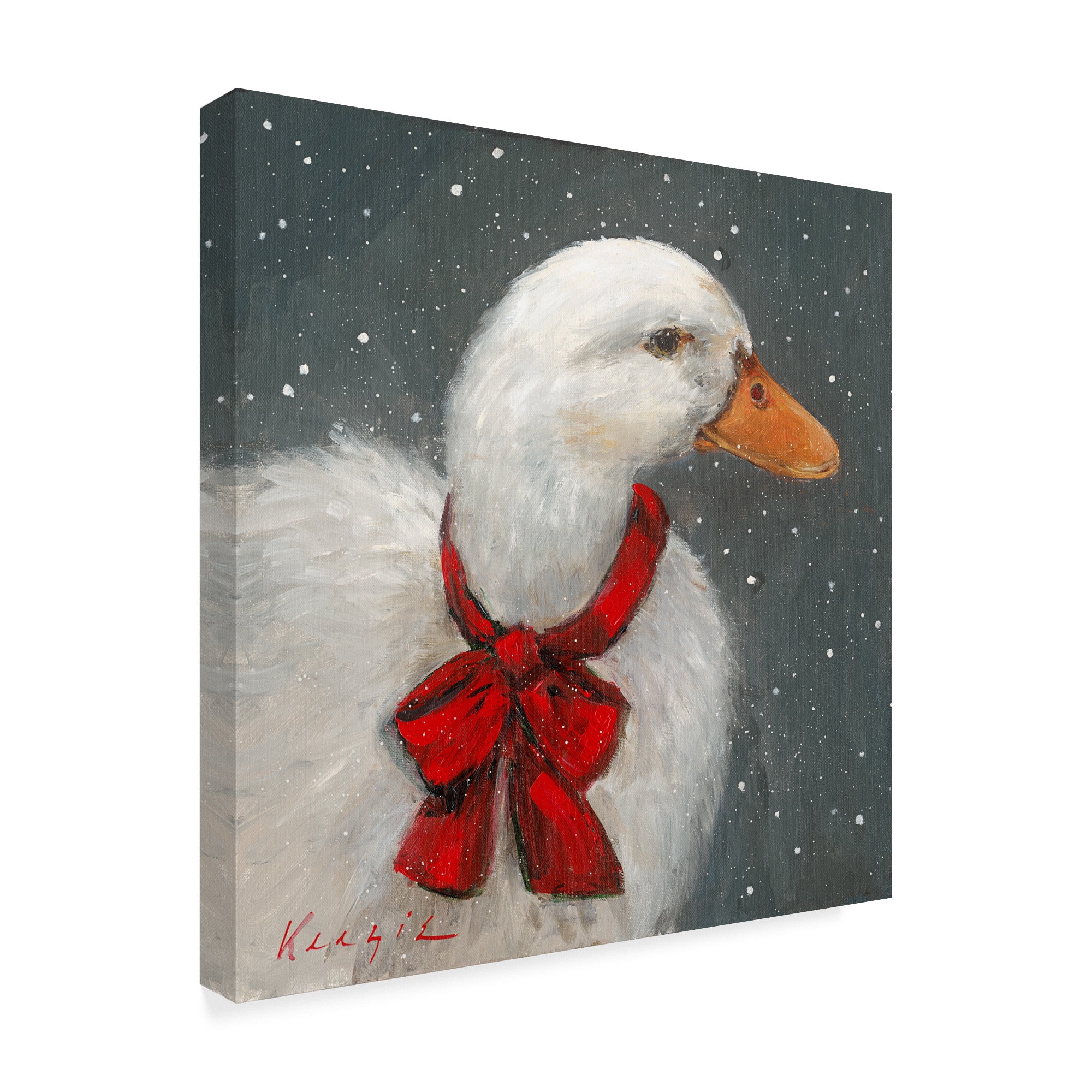 Trademark Fine Art 'Goose Red Xmas Bow' Canvas Art by Mary Miller Veazie
