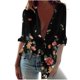 thumbnail image 1 of Blusa informal para mujer, cuello redondo, manga larga, estampado, camisa suelta, tops, botones, cárdigan Pompotops  FGAJ6841, 1 of 5