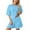 A-Sky Blue68, variant on XIAONU Pajama Set for Women Relaxed Fit Solid Color Short Sleeve Shorts Homewear Loose Fit Comfortable Sleepwear Set