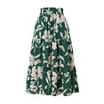 thumbnail image 3 of BLTIBY 2025 Women's High Elastic Waist Midi Skirt Casual Summer Trendy Tie Front Flowy Ruffle Floral Print A Line Skirts Green S, 3 of 6
