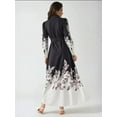 thumbnail image 3 of Printed Long Sleeve Maxi Dress with Belt, 3 of 6