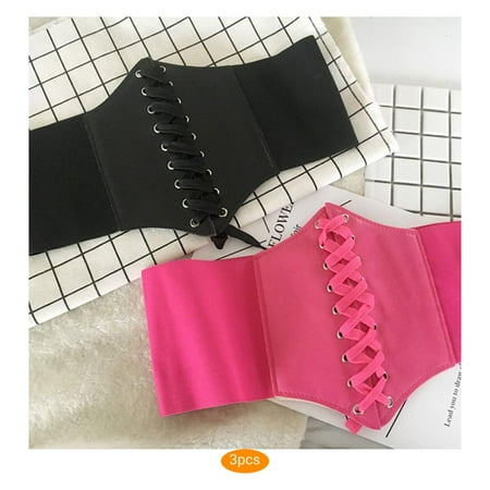 

3pcs Fashion Women Super Wide Belt Wide Band Waist Corset Belt Elastic PU