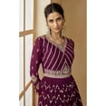thumbnail image 4 of Wedding Wear Pakistani Indian Designer Sewn Shalwar Kameez Lengha Suits ( Purple, XXL - 46 ), 4 of 7