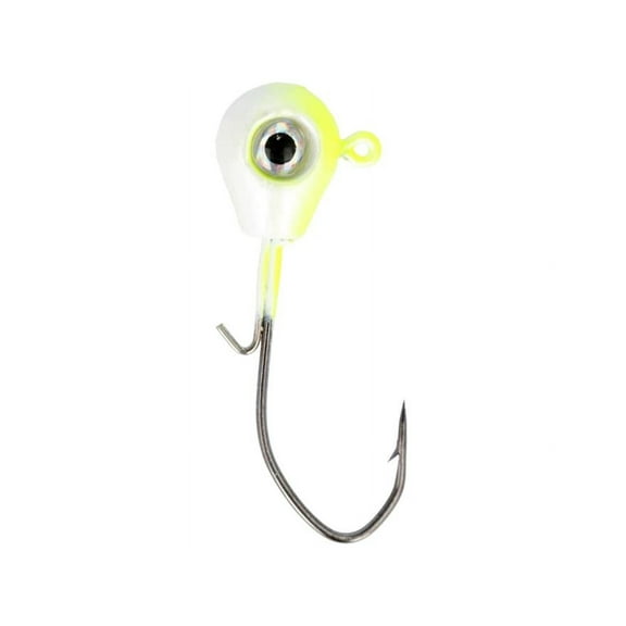 Eagle Claw Lazer Sharp Pro-V Tear Drop 1/2oz Round Ball Jighead Chartreuse/White