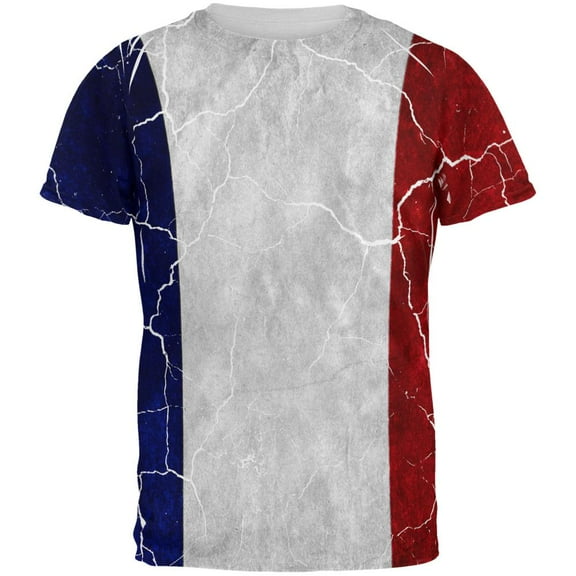 Distressed French Flag All Over Mens T Shirt Multi X-LG