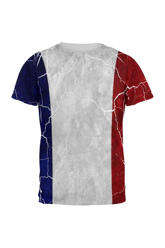 Distressed French Flag All Over Mens T Shirt Multi MD