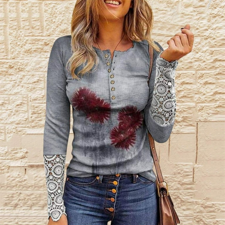 Long Sleeved Lace Bottom Tunic Dress - Casual Style