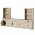 thumbnail image 3 of WAMPAT Farmhouse Entertainment Center with Bookshelf for TVs up to 70",Mid Century Modern TV Stand with 73"H Tall 5-Tier Bookcase with Open Storage and Barn Doors for Living Room,Bedroom,Beige, 3 of 7