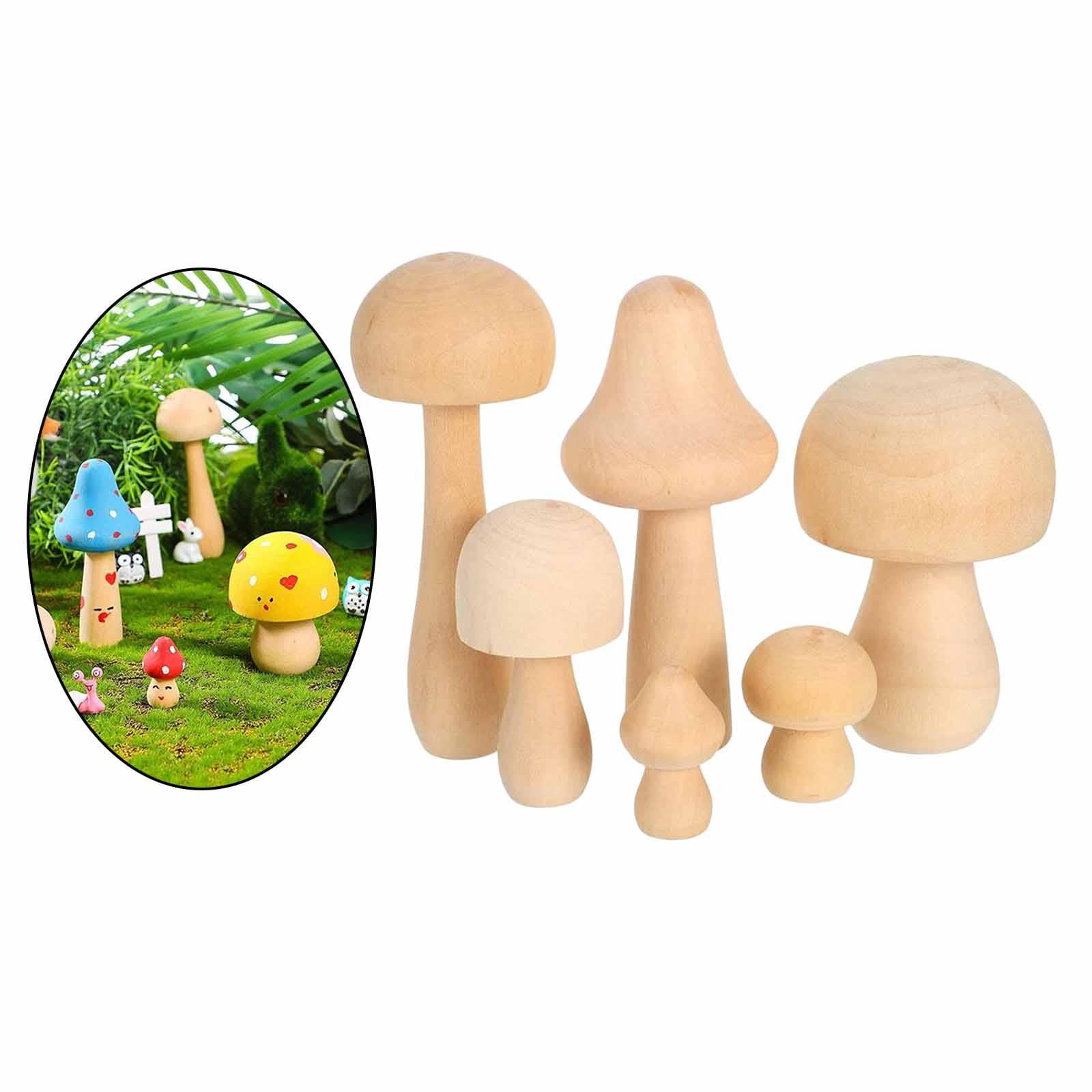 Lot De 6 Champignons En Bois Brut à Peindre - Jouet Créatif Pour Enfants - Activité Manuelle Et Décoration