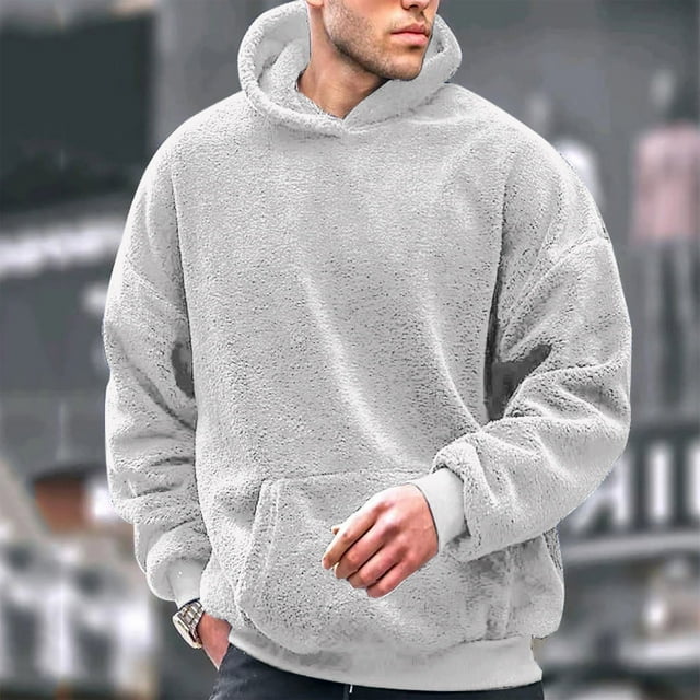 Mens Sweatshirt, Men Comfortable Hoodie Heart Pattern Solid Hooded Pocket Drawstring Sweatshirt, Mens Gifts, XXL