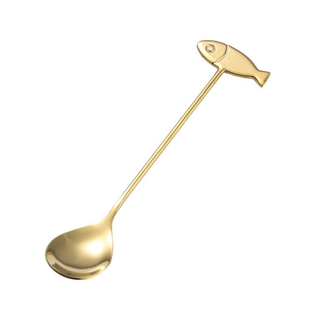 TopOne 304 Stainless Steel Coffee Spoon Cute Cartoon Cat Fish Stirring Spoon Kitchen Cafes Bar Flatware