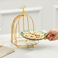 thumbnail image 7 of Birds Cage Snack Cake Stand Perfume Tray Dresser Organizer Cosmetics Storage Display Rack for Countertop Desktop Party Wedding Decoration , Green, 7 of 7