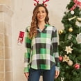 thumbnail image 5 of Uhndy Size S-5XL Women Long Sleeve Plaid Tunic Shirt V Neck Pullover Blouse Tops Ladies New Fall Winter Roll-up Shirt Baggy Color Block Checked T Shirt Tops green 5XL, 5 of 5
