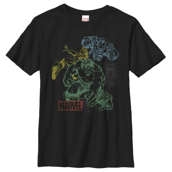 Boy's Marvel Three Heroes Graphic Tee Black Small