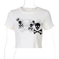 thumbnail image 1 of Camiseta gótica de calavera Punk para mujer, camiseta informal de verano de los años 90 con estampado gráfico Grunge Vintage, camiseta de manga corta Y2k, Top corto ajustado Tan Jianjun unisex, 1 of 2