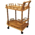 thumbnail image 5 of Oak Finish Rolling Wine Bar Cart, 5 of 8