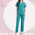 thumbnail image 2 of RPVATI Women Scrub Set Workwear Nursing Uniform V-Neck Short Sleeve Top & Jogger Pants Soft and Stretchy Comfortable Scrubs Set with Pockets(Turquoise,XL）, 2 of 6
