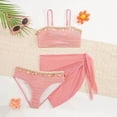 thumbnail image 2 of kpoplk Girls Swimsuits 3 Piece Bathing Suit Leopard Printed Bikini Set with Cover Up Skirt Summer Beach Swimwear 6-15 Years(Pink,10-11 Y), 2 of 9