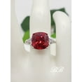 thumbnail image 3 of 10mm Lab-Created Red Ruby Cushion Cut, Three Stone Ring, Sterling Silver or Gold, Made to Order, 3 of 4
