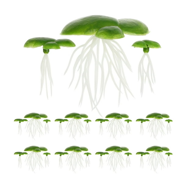 90 Uds Mini plantas de simulación de acuario flotantes artificiales de lenteja de agua falsa