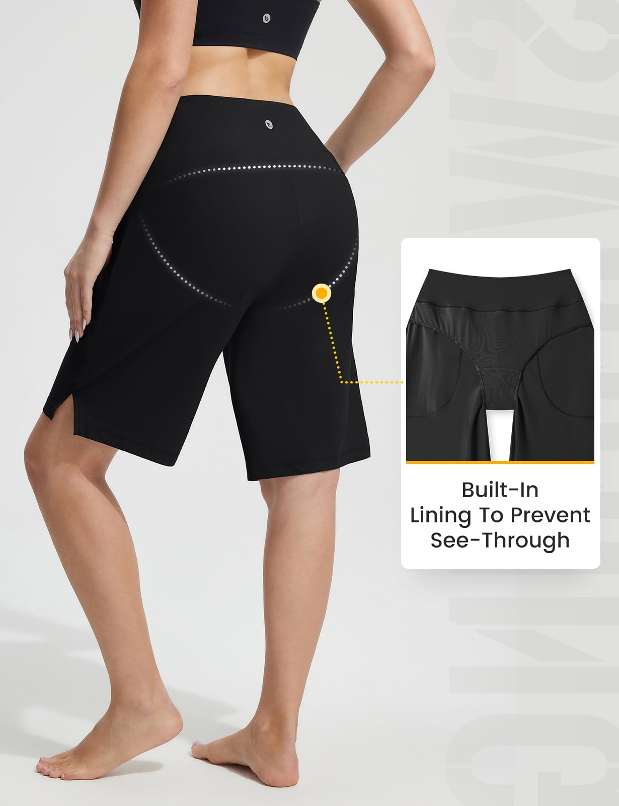 BALEAF long Swim Shorts For Women Bermuda High Waisted Quick Dry Swimming Bottoms Knee Length Tummy Control Swimsuits with Pockets Liner Black 3XL