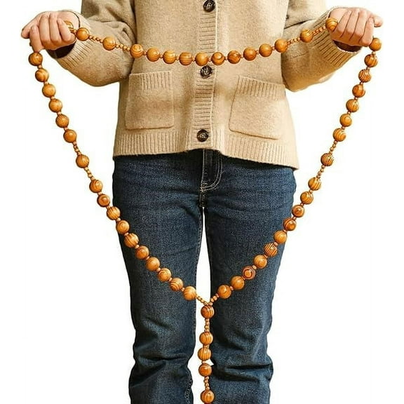 Gifts by RD Giant Big Beads Wood Chain 37" Wall Hanging Rosary Beads, Jesus Cross